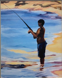Koʻu Kane-Fishing Waimānalo Bay - Digital Print